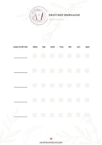 Gratitude journaling habit tracker